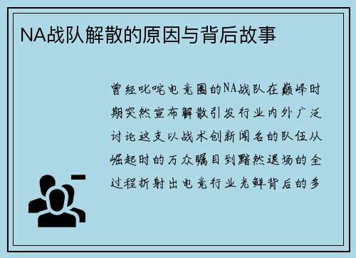 NA战队解散的原因与背后故事