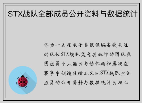 STX战队全部成员公开资料与数据统计